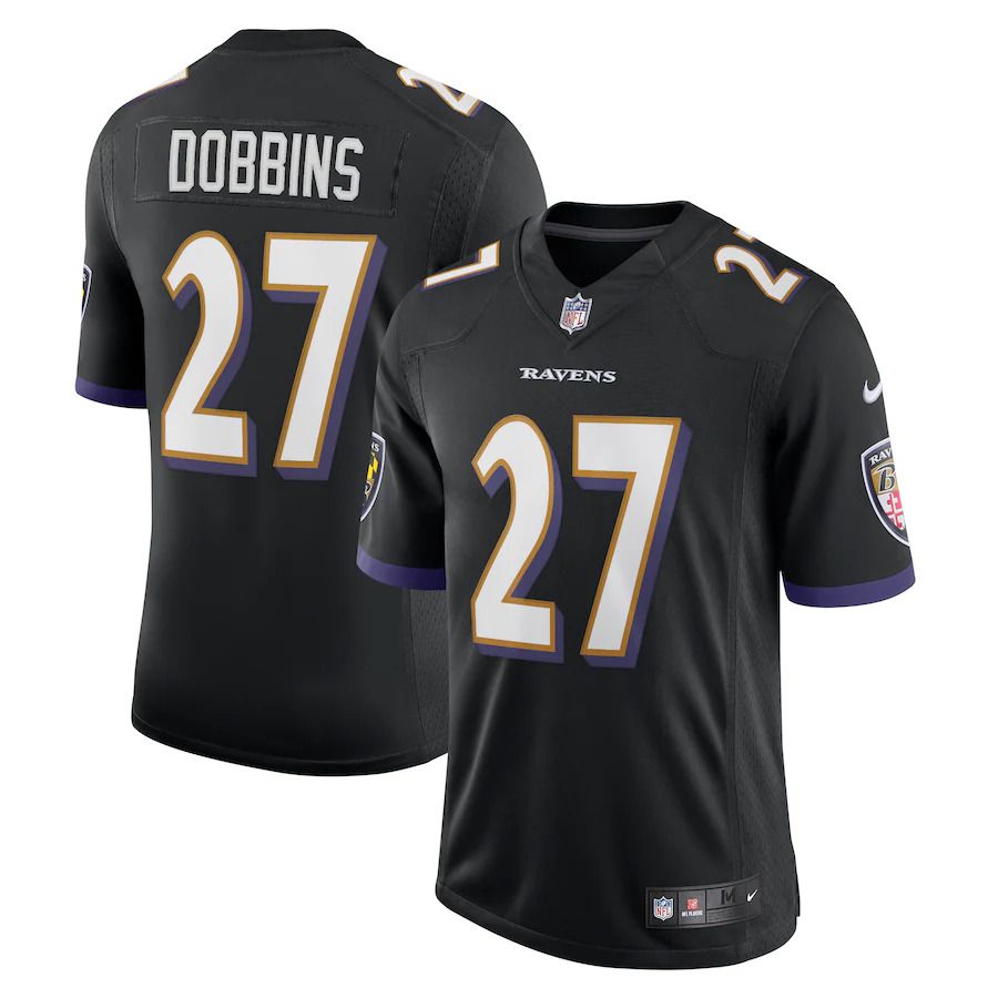 Men Baltimore Ravens #27 J.K. Dobbins Nike Black Vapor Limited NFL Jersey